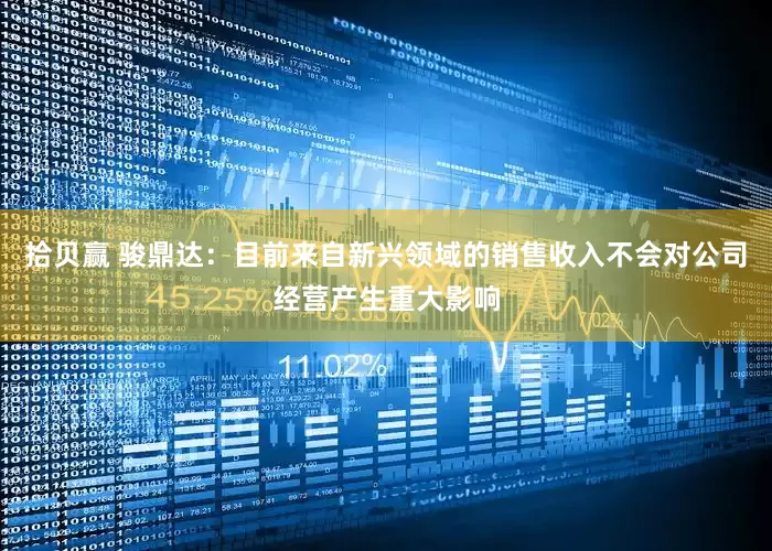 拾贝赢 骏鼎达：目前来自新兴领域的销售收入不会对公司经营产生重大影响