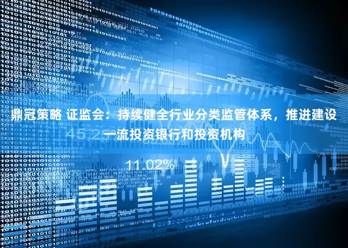 鼎冠策略 证监会：持续健全行业分类监管体系，推进建设一流投资银行和投资机构