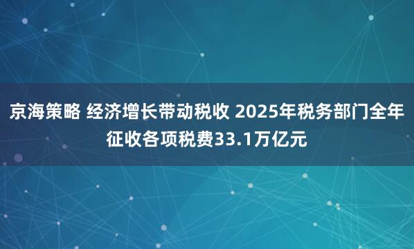 京海策略 经济增长带动税收 2025年税务部门全年征收各项税费33.1万亿元